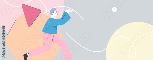 People exercising healthy running vector internet operation illustration
