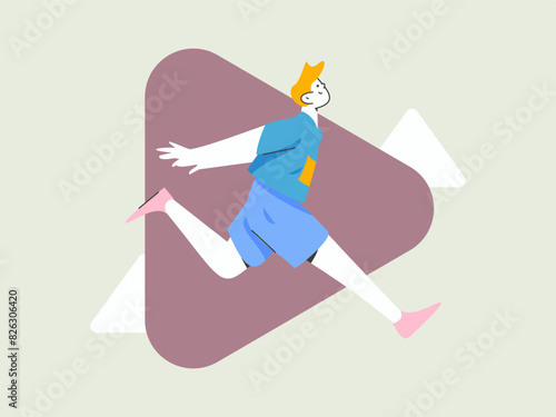 People exercising healthy running vector internet operation illustration
