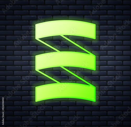 Glowing neon Sports nutrition bodybuilding proteine power drink and food icon isolated on brick wall background. Vector