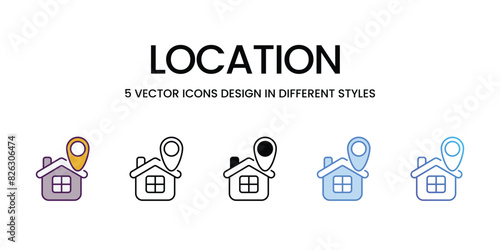 Location icons vector set stock illustration.