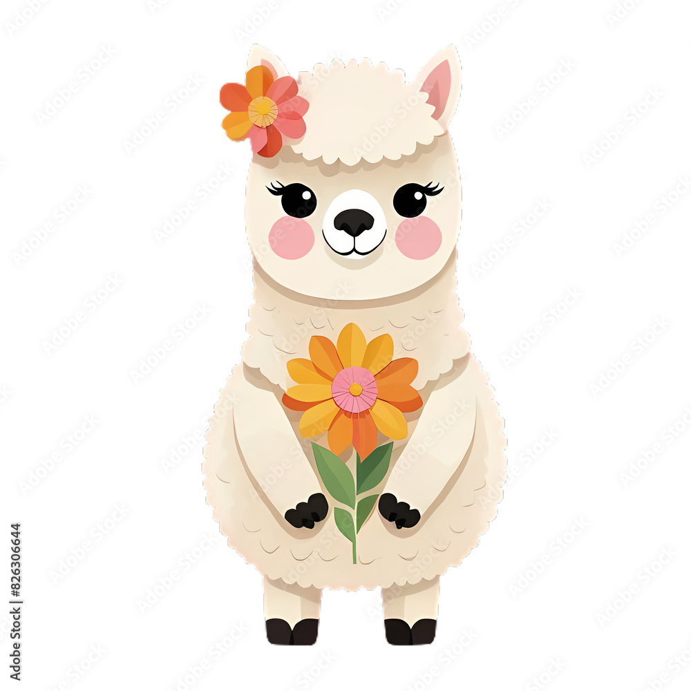 Floral Cute Alpaca Illustration Generative AI Illustration Floral Cute Alpaca Illustration Generative AI Illustration