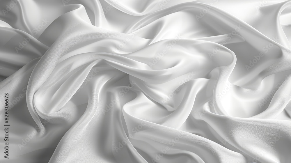 Obraz premium Abstract white fabric folds creating soft curves and shadows.