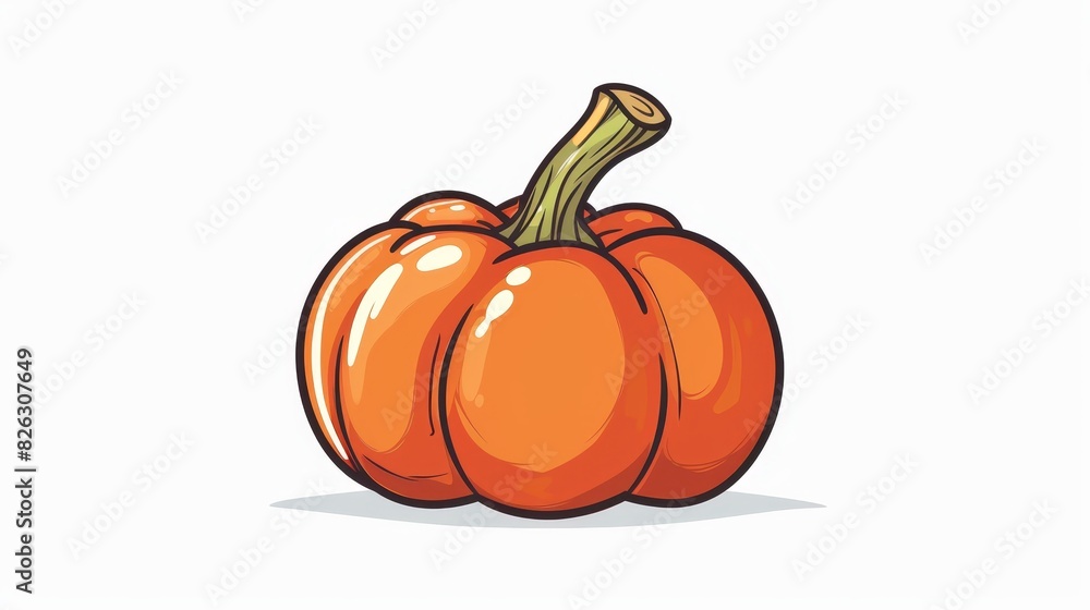 Vegetable Cartoon Illustration Isolated On White Background. Orange Pumpkin Vegetables Cartoon Drawing. Vegetable Cartoon Illustration Isolated On White Background. Orange Pumpkin Vegetables Cartoon Drawing.
