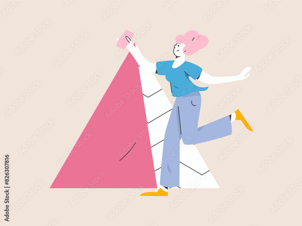 Fototapeta premium People exercising healthy running vector internet operation illustration 