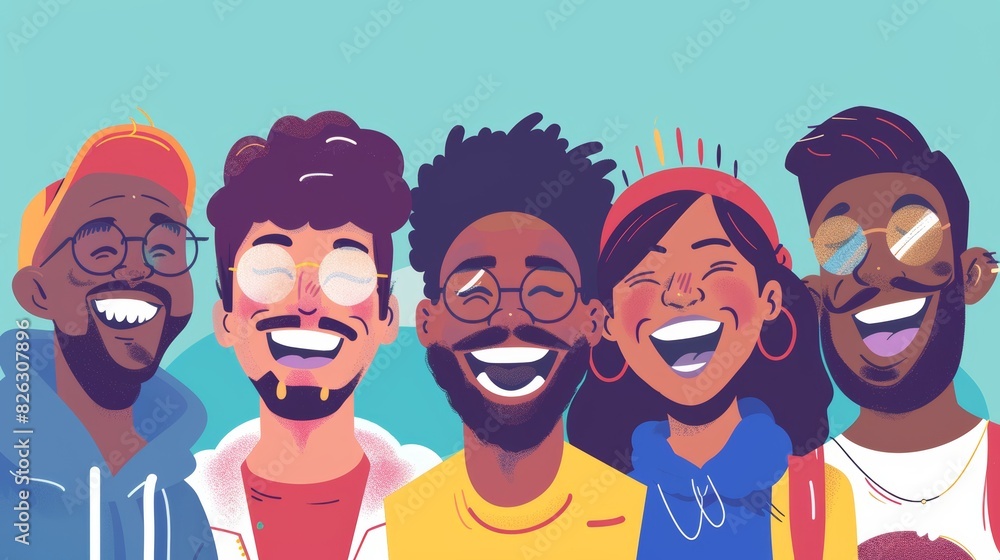 A group of diverse individuals smiling and laughing together. Generative AI. A group of diverse individuals smiling and laughing together. Generative AI.