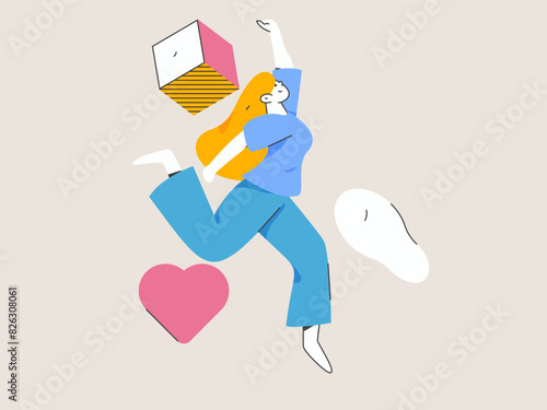 People exercising healthy running vector internet operation illustration
