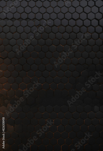 black hexagon honeycomb pattern texture wall background, realistic, hd