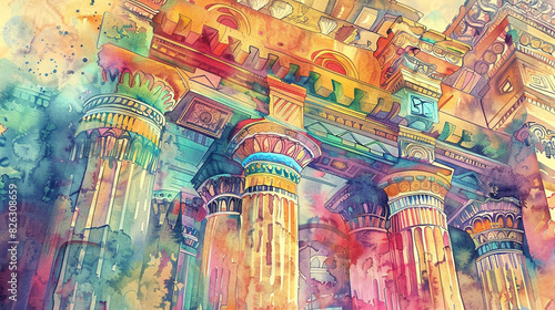 Immerse Yourself in Roman Culture with Watercolor Art photo