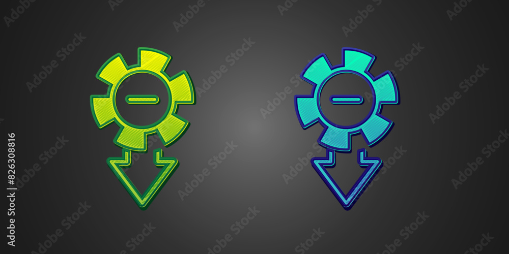 Green and blue Casino chips icon isolated on black background. Casino gambling. Vector Green and blue Casino chips icon isolated on black background. Casino gambling. Vector