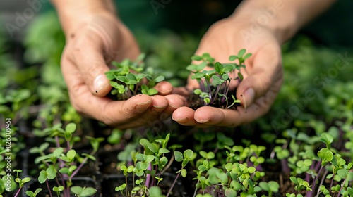 microgreen magic womans hands nurture tiny greens in kitchen garden