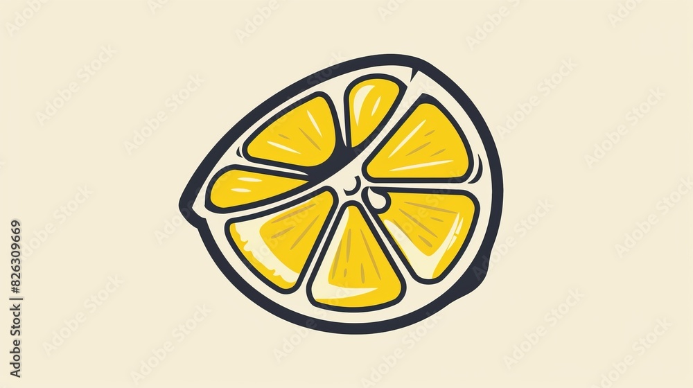 An icon of lemon slice citrus fruit with half cut logo and yellow simple illustration. An icon of lemon slice citrus fruit with half cut logo and yellow simple illustration.