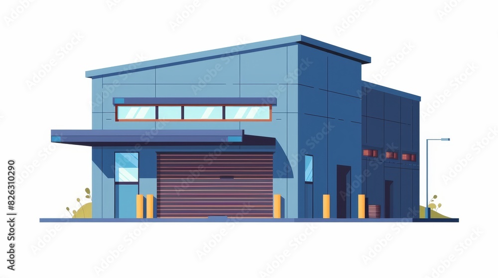 Building loading docks and storage center logistics. Modern flat illustration of an isolated object on a white background. Building loading docks and storage center logistics. Modern flat illustration of an isolated object on a white background.