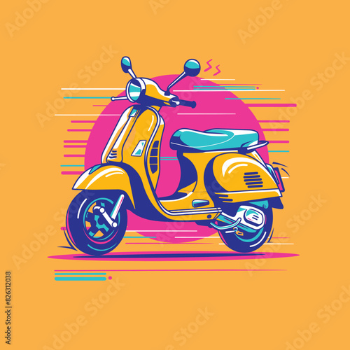scooter vector illustration on yellow background