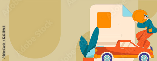 People exercising healthy running vector internet operation illustration

