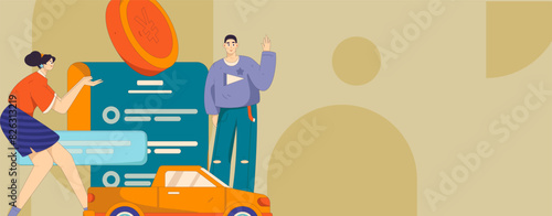 People exercising healthy running vector internet operation illustration
