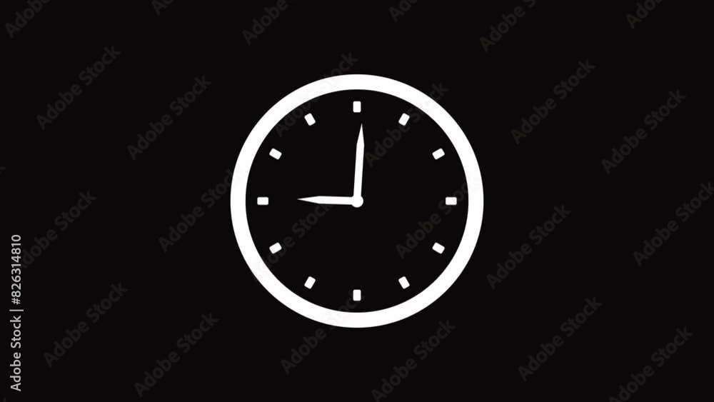 Round clock with rotating animated arrows. Animation on black Round clock with rotating animated arrows. Animation on black