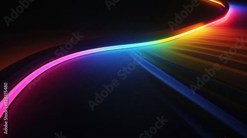 Abstract black background with colorful glowing neon lights rainbow wave - line design as wallpper illustration