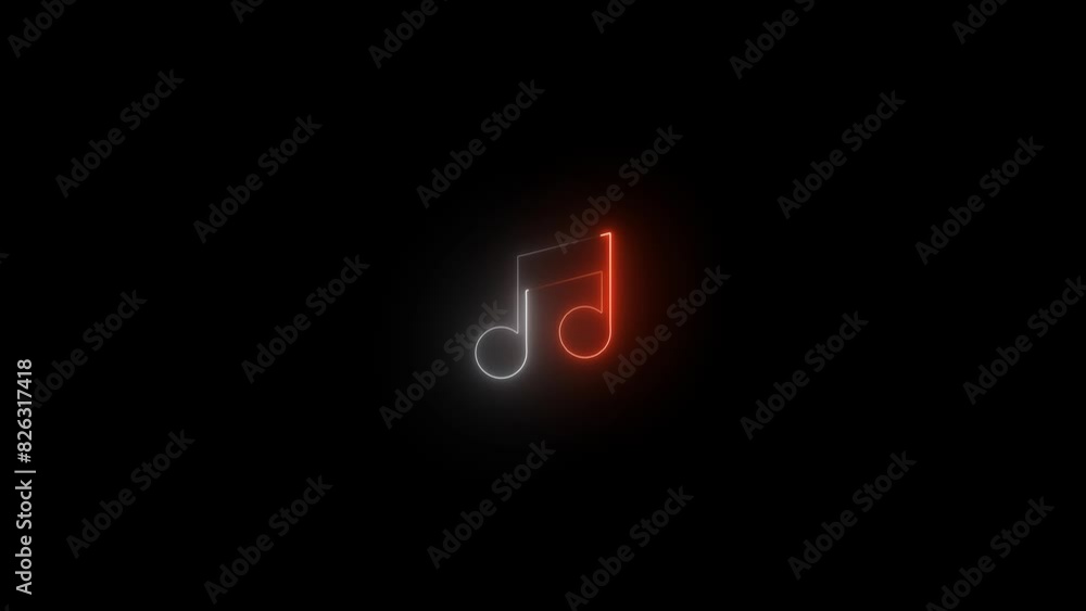 Neon blue and purple color effect music sign. neon line Music note, neon line music sign animation on the black background. Neon blue and purple color effect music sign. neon line Music note, neon line music sign animation on the black background.