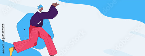 People exercising healthy running vector internet operation illustration

