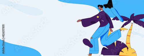 People exercising healthy running vector internet operation illustration
