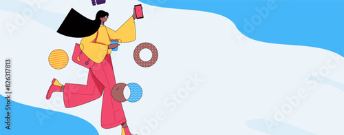 People exercising healthy running vector internet operation illustration

