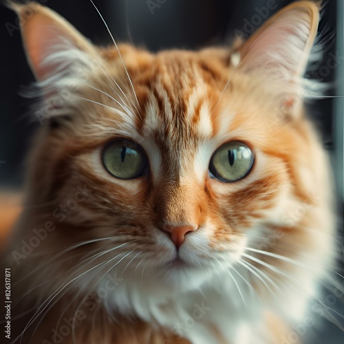AI generated illustration of a tabby orange cat portrait © Wirestock