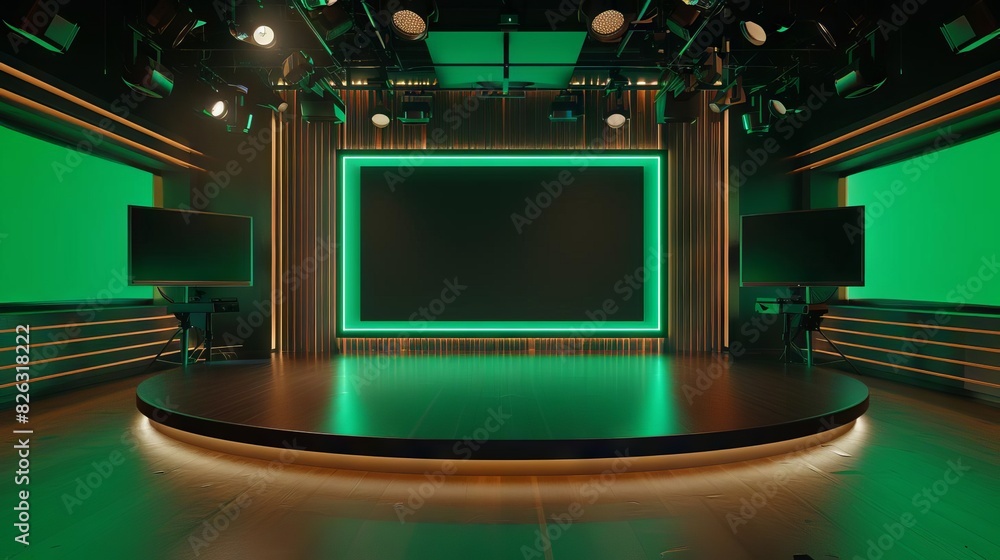 sleek tv studio ready for chroma key magic 3d rendering Stock ...