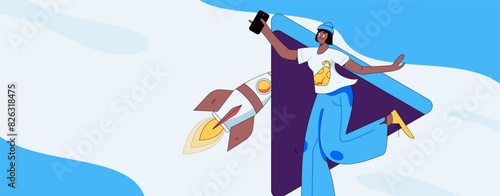 People exercising healthy running vector internet operation illustration
