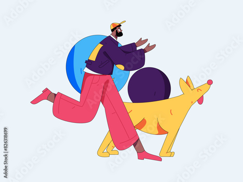 People exercising healthy running vector internet operation illustration
