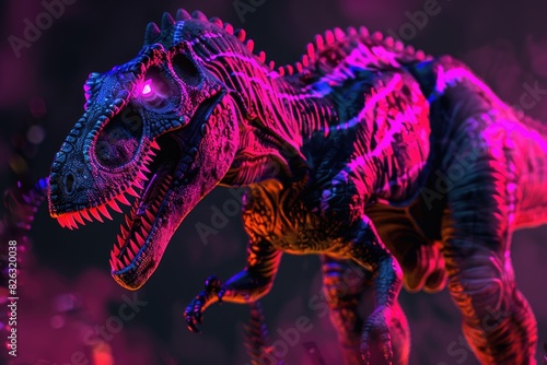Close up of a toy T-Rex on a purple background. Suitable for children's educational materials © Fotograf