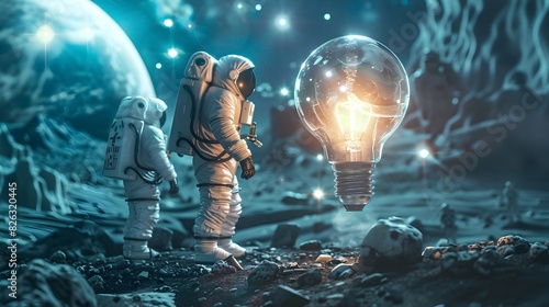 Futuristic Lightbulb Floati...