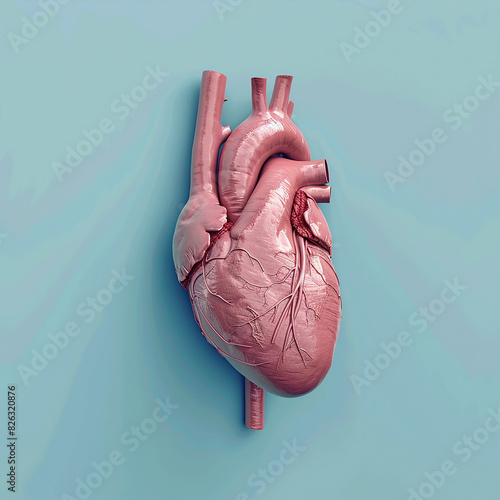 3d rendered photo of 3D illustration of realistic human heart on blue background