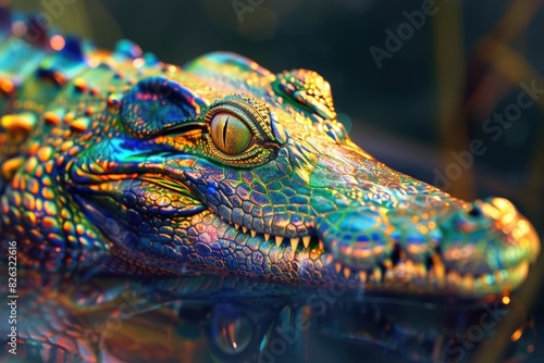 A detailed view of a vibrant alligator s head  perfect for educational materials or wildlife presentations