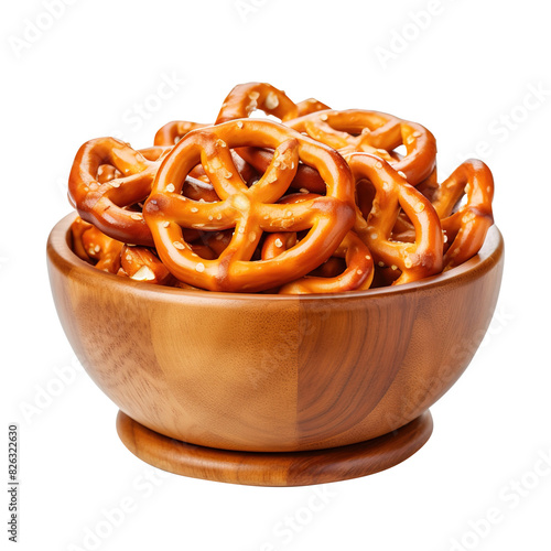 pretzels in a bowl on transparent background, clipping path, png, 