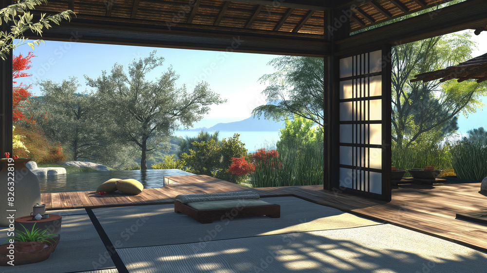 Tranquil Japanese-style open-air living space
