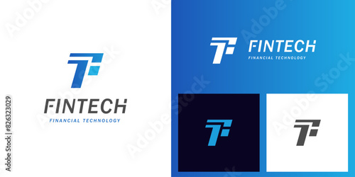 Letter f tech logo icon design for financial technology vector logo template