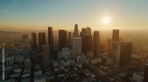 Downtown Los Angeles City Skyline Aerial View