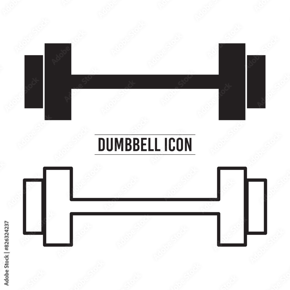 Dumbbell icon. Set of different dumbbell. Dumbbells for a sports hall. Black sign design gym items on white background in eps 10. Dumbbell icon. Set of different dumbbell. Dumbbells for a sports hall. Black sign design gym items on white background in eps 10.
