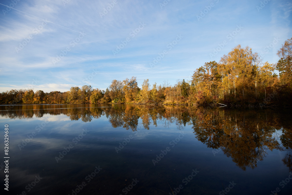 Moody autumn nature at the river of Isar in Bavaria Germany Moody autumn nature at the river of Isar in Bavaria Germany