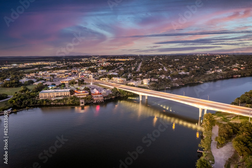 Wallpaper Mural Aerial view of Marble Falls Bridge at sunset. Texas, USA Torontodigital.ca