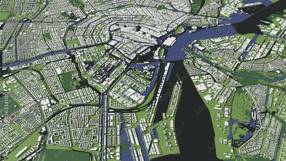 Fototapeta premium 3D illustration of city and urban in Amsterdam Netherlands
