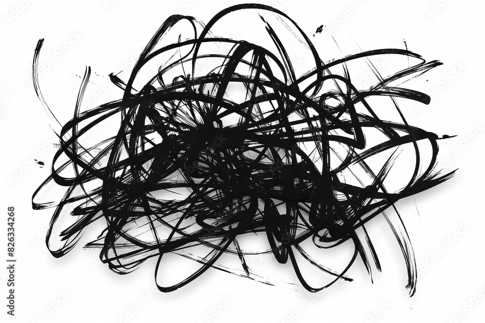 Messy black line sticker isolated on white Messy black line sticker isolated on white