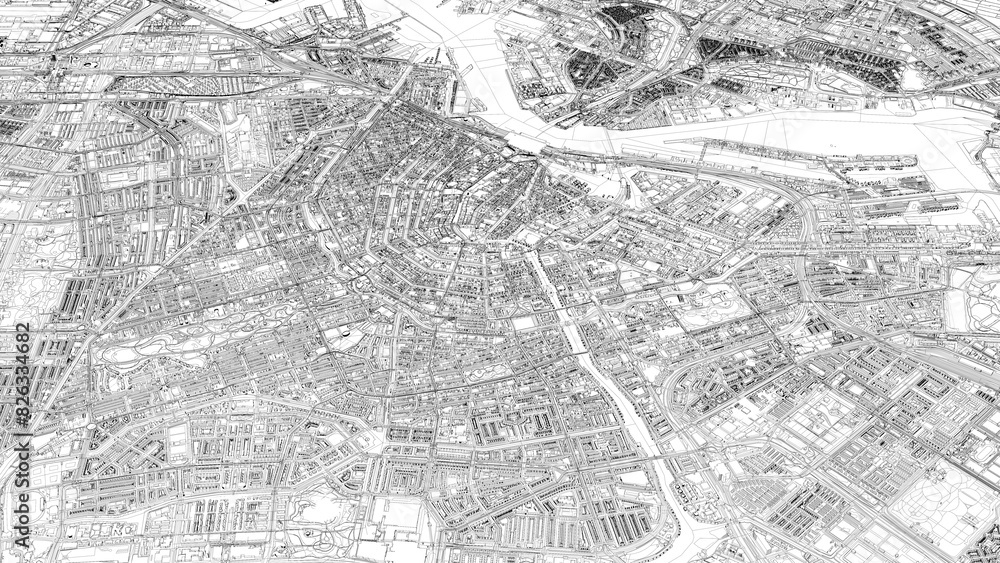 Fototapeta premium 3D illustration of city and urban in Amsterdam Netherlands