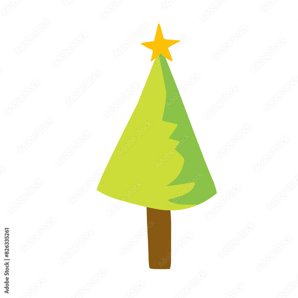 vector cartoon pine tree with star decoration vector cartoon pine tree with star decoration