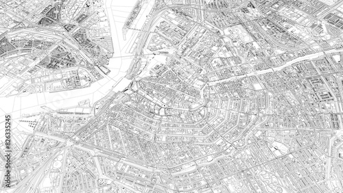 Photography 3D illustration of city and urban in Amsterdam Netherlands