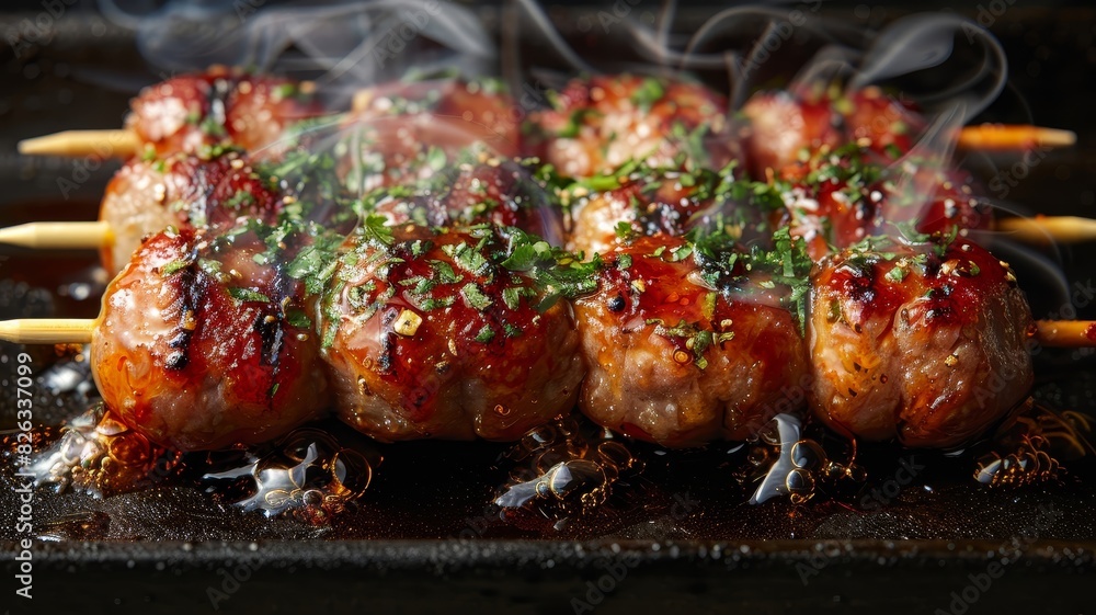 Grilled Meat Skewers Close-Up Grilled Meat Skewers Close-Up