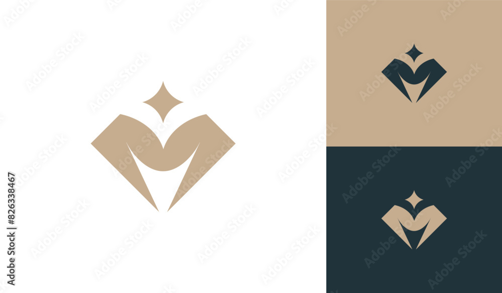 Luxury diamond letter M initial logo design Luxury diamond letter M initial logo design