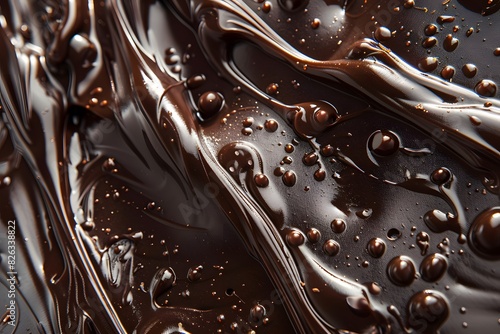 Macro melted chocolate background textured liquid sweet sauce backdrop