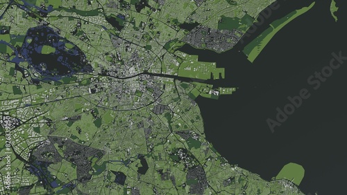 Canvas Print 3D illustration of city and urban in Dublin Ireland