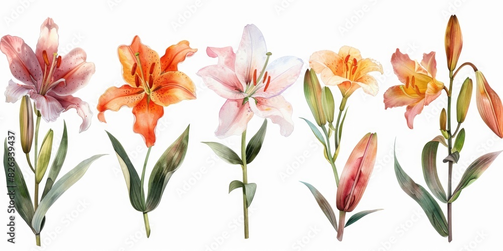 Fototapeta premium Vibrant flowers arranged in a neat row, suitable for various projects